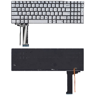 Клавиатура для ноутбука Asus N551 серая с подсветкой