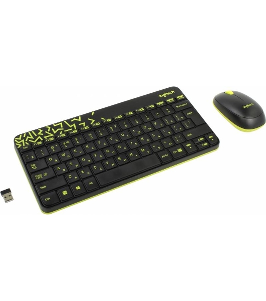 Комплект клавиатура+мышь Logitech MK240 Nano беспроводной, USB, 1000 DPI, чёрный