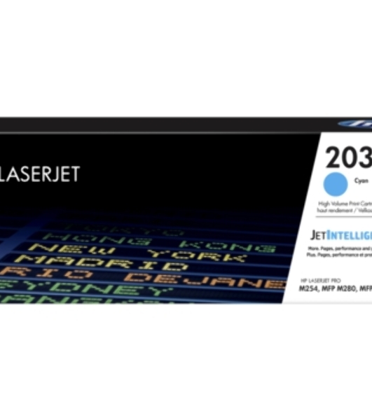 Картридж лазерный HP CF541X (HP 203X) голубой для HP LaserJet M254/M280/M281 2500 страниц.