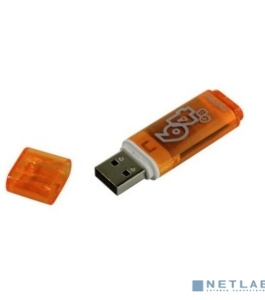 Флешка USB Smartbuy Glossy series Orange (SB64GbGS-Or), 64Gb, USB 2.0, R/W 25/15, оранжевый