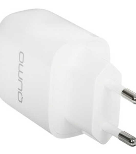 Сетевое зарядное устройство Qumo Energy light PD 20Вт, (модель 0105), USB Type-C PD, + кабель 1м. Type-C на Type-C, белый