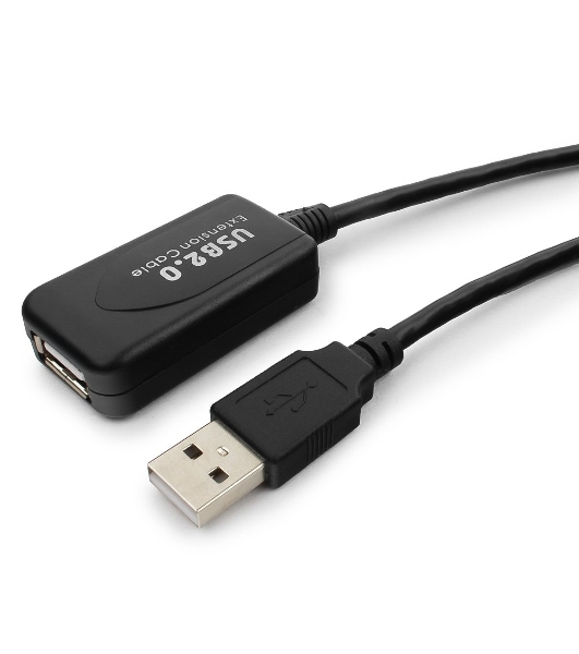 Кабель Gembird USB 2.0 удлинительный, активный 4.8м AM/AF, черный