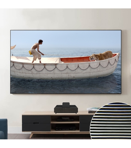 Экран Cinema S'OK SCPSFR-200x113UST-PET для ультракороткофокусных проекторов 90'' 16:9 настенный, постоянного натяжения, полотно PET Crystal ALR UST, рама черная 1 см