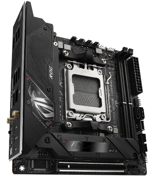 Материнская плата ASUS ROG STRIX B650E-I GAMING WIFI, AM5, AMD B650, 2xDDR5, 2xSATA, 2xM.2, 1xPCIe 5.0 x16, 1xHDMI, 1x 2.5Gb LAN, 4xUSB-A 3.2 Gen 2, 1xUSB-A 3.2 Gen 1, 1xUSB-C 3.2 Gen 2x2, 3x3.5 мм, 7.1, Mini-ITX