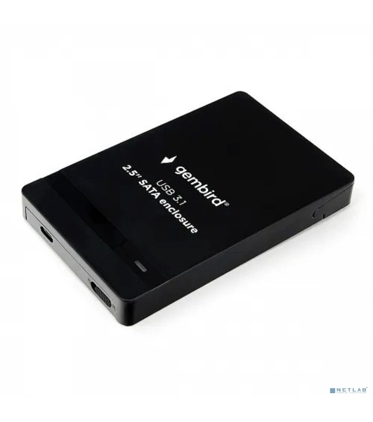 Внешний корпус 2.5' Gembird EE2-U31S-2, черный, USB Type-c, SATA, алюминий