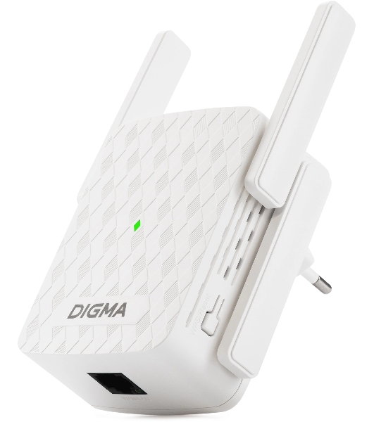 Повторитель беспроводного сигнала Digma D-WR310 (D-WR310V2) N300 Wi-Fi белый