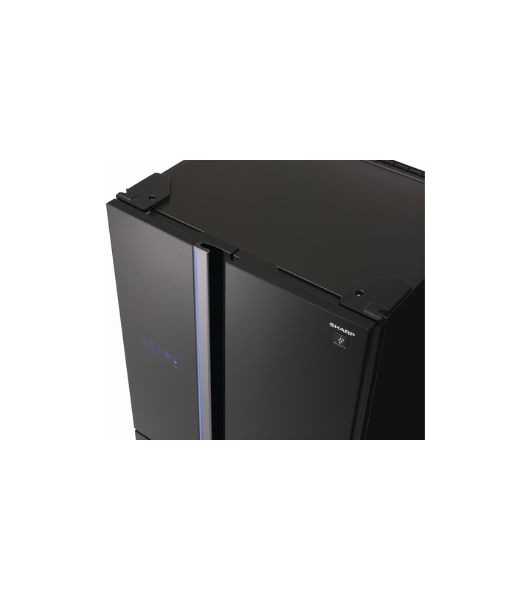 Холодильник Sharp SJ-FS97VBK черное стекло трехкамерный 393/207 л морозилка снизу