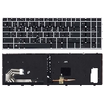 Клавиатура для ноутбука HP EliteBook 850 G5 755 G5 черная с серой рамкой, подсветкой и указателем, фото 1