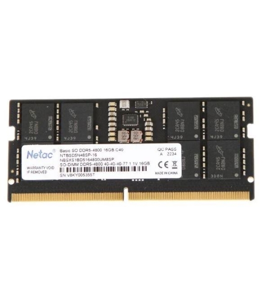 Оперативная память NETAC Basic, DDR5, 16GB (1x16GB), 4800MHz, CL40, SO-DIMM