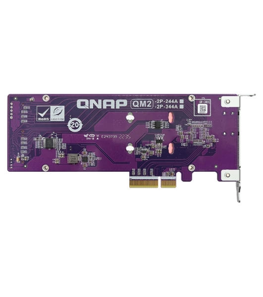 Плата расширения QNAP QM2-2P-344A 2 x M.2 22110 or 2280 PCIe (Gen3 x4) NVMe SSD slots, Low-profile flat and Full-height brackets included.