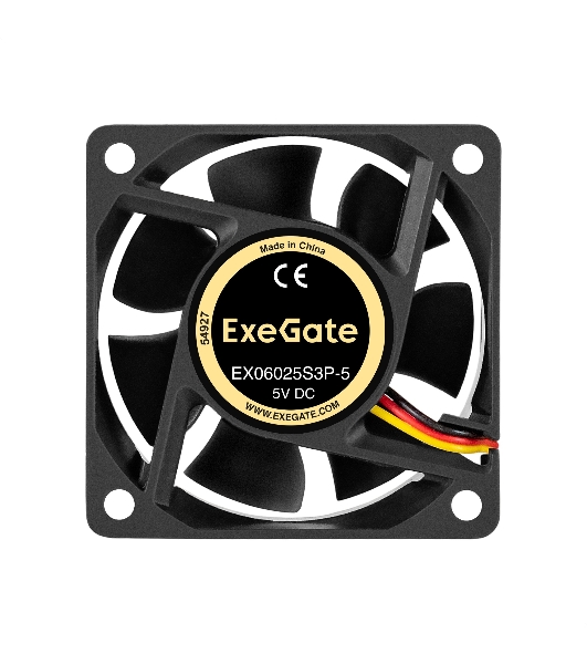 Вентилятор для корпуса ExeGate EX06025S3P-5 черный, 60 мм, 3500 об/мин, 25.3 дБ, 3 pin