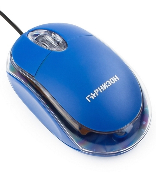 Мышь проводная Гарнизон GM-100B синий, 1000 dpi, USB, кнопки - 3