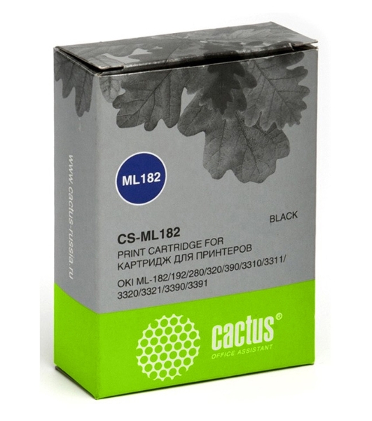 Картридж матричный Cactus CS-ML182 черный, 8мм, 1.6м, 2 400 000 знаков, для OKI ML-182/192/280/320/390