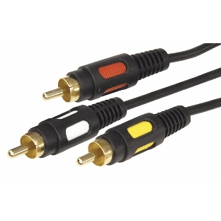 Шнур Rexant 3 RCA - 3 RCA, длина 3 метра, черный (GOLD)