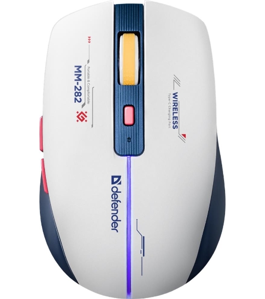 Мышь беспроводная Defender Dila MM-282 белый/синий, 1800 dpi, радиоканал, USB, кнопки - 6