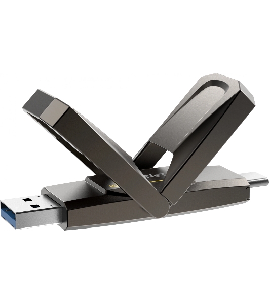 Флешка USB Netac US5 (NT03US5C-512G-32TA), 512Gb, USB 3.2/TypeC, R/W 550/500, черный