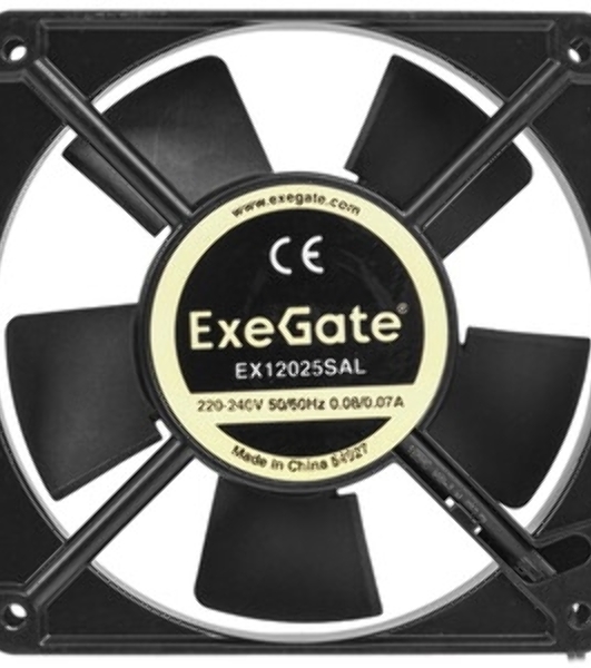 Вентилятор для корпуса ExeGate EX12025B2P черный, 120 мм, 1550 об/мин, 25 дБ, 2 pin