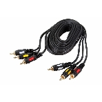 Шнур Rexant 3 RCA - 3 RCA, длина 3 метра, черный (GOLD), фото2