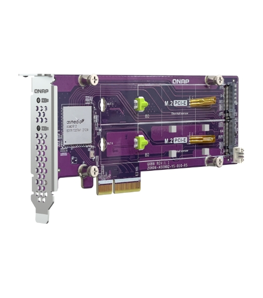 Плата расширения QNAP QM2-2P-344A 2 x M.2 22110 or 2280 PCIe (Gen3 x4) NVMe SSD slots, Low-profile flat and Full-height brackets included.