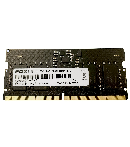 Оперативная память Foxline, DDR5, 8GB (1x8 GB), 5600 MHz, CL46, SO-DIMM