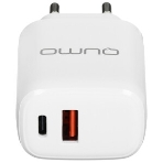 Сетевое зарядное устройство Qumo Energy PD 35Вт, (модель 0117), порты: USB-A QC3.0 + USB Type-C PD, белый, фото 1