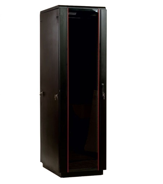 Шкаф телекоммуникационный напольный 42U (600x600) дверь стекло, черный (ШТК-М-42.6.6-1ААА-9005) (3 коробки)