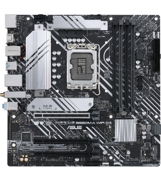 Материнская плата ASUS PRIME B660M-A WIFI D4, Socket LGA 1700, Intel B660, 4xDDR4, 4xSATA, 2xM.2, 1xPCIe 4.0 x16, 1xPCIe 3.0 x16, 1xDP, 2xHDMI, 1x 1Gb LAN, 2xUSB-A 3.2 Gen 2, 4xUSB-A 2.0, 3x3.5 мм, 7.1, mATX