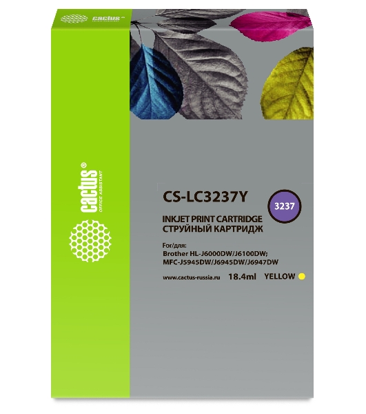 Картридж струйный Cactus CS-LC3237Y желтый (18.4 мл) для Brother HL-J6000DW/J6100DW