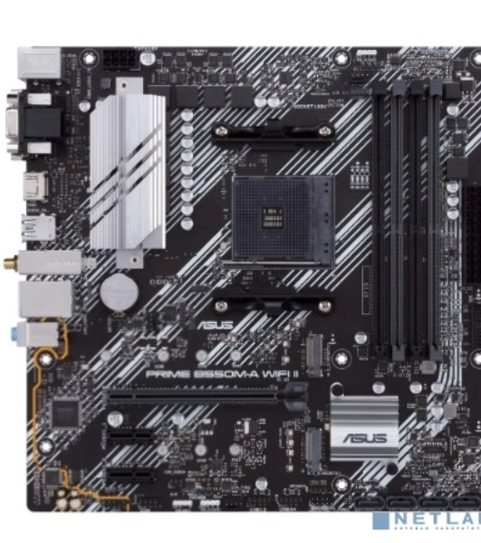 Материнская плата ASUS PRIME B550M-A WIFI II, AM4, AMD B550, 4xDDR4, 4xSATA, 2xM.2, 1xPCI-E 4.0 x16, 2xPCI-E x1, 1xDVI-D, 1xHDMI, 1xVGA, 1x 1Gb LAN, 2xUSB-A 3.2 Gen 2, 4xUSB-A 3.2 Gen 1, 3x3.5 мм, 7.1, Micro-ATX