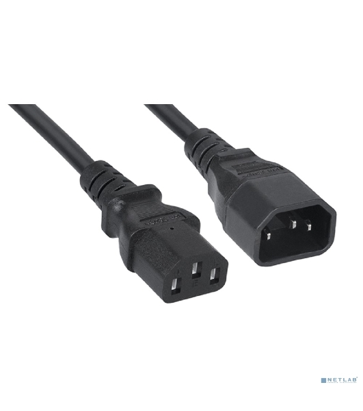 Шнур для блока питания Cabeus, IEC 320 C13, вилка IEC 60320 С14, 1.8 м, 10А, количество проводов и сечении 3x0,75 мм2, цвет: черный