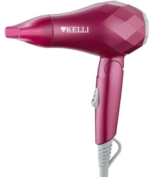Фен Kelli KL-1124 розовый, 1800 Вт, компактный