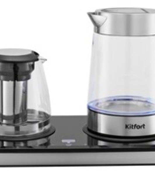 Чайный набор Kitfort КТ-6776 1.8л. 2200Вт черный/нержавеющая сталь корпус: Металл/стекло/пластик