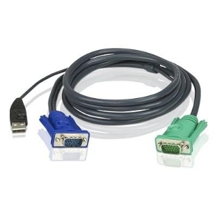 Шнур, мон+клав+мышь USB ATEN, SPHD15=>HD DB15+USB A-Тип, Male-2xMale, 8+4 проводов, опрессованный, 1.8 метр., черный, (2L-5202U)