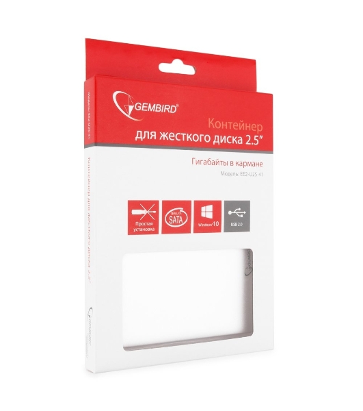 Внешний корпус для HDD Gembird EE2-U2S-41-S 2.5' EE2-U2S-41, серебро, USB 2.0, SATA, металл
