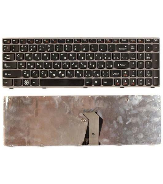 Клавиатура для ноутбука Lenovo IdeaPad Z560 Z565 G570 G770 черная с серой рамкой