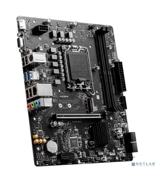 Материнская плата MSI PRO B760M-E, LGA 1700, Intel B760, 2xDDR5, 4xSATA, 1xM.2, 1xPCIe 4.0 x16, 1xPCIe 4.0 x1, 1xHDMI, 1xVGA, 1x1Gb LAN, 2xUSB-A 3.2 Gen 1, 4xUSB-A 2.0, 3x3.5 мм, 7.1, mATX