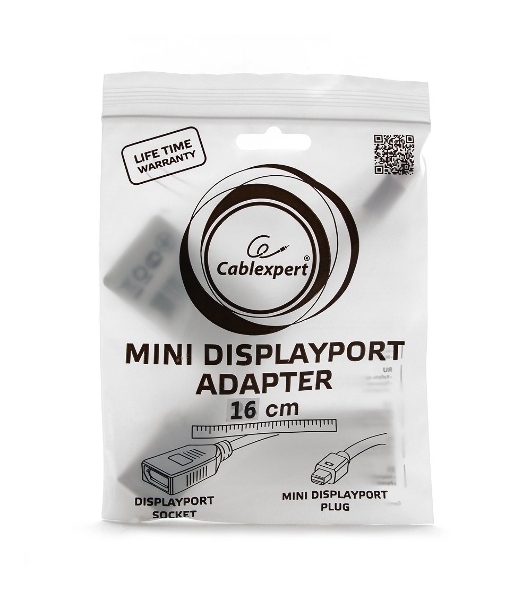 Переходник Gembird Переходник miniDisplayPort - DisplayPort, 20M/20F, 16см, белый