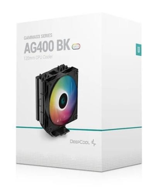 Кулер для процессора DEEPCOOL AG400 BK ARGb черный, 120 мм, алюминий/медь, 2000 об/мин, 31.6 дБ, 4 pin, 220 Вт, 150 мм