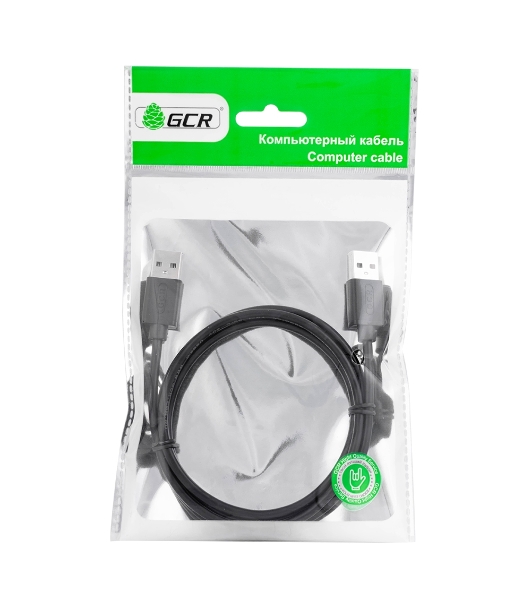 Кабель Greenconnect интерфейсный USB 2.0 1m AM/AM, AWG 28/28 Premium, двойное экранирование, антифриз, черный