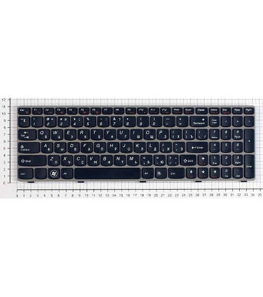 Клавиатура для ноутбука Lenovo IdeaPad Z560 Z565 G570 G770 черная с серой рамкой