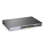 Коммутатор Zyxel GS1350-26HP, 24xGE PoE+, 2xCombo (SFP/RJ-45), бюджет PoE 375 Вт, дальность передачи питания до 250 м, автоперезагрузка PoE-портов, повышенная защита от перенапряжений и электростатических разряд, фото 1