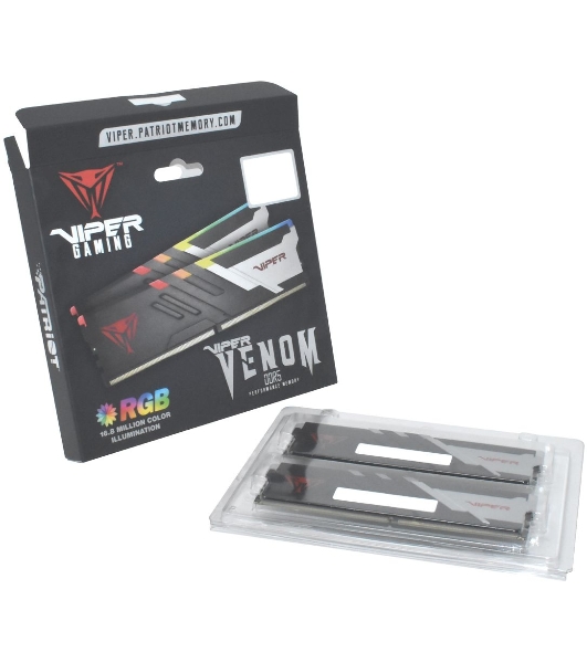 Оперативная память Patriot Viper Venom, DDR5, 32Gb (2x16Gb), 6400MHz, CL32, DIMM, с радиаторами, RGb, черный
