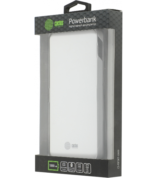 Портативный аккумулятор Cactus CS-PBFSKT-10000 10000mAh 2.1A 2xUSB белый