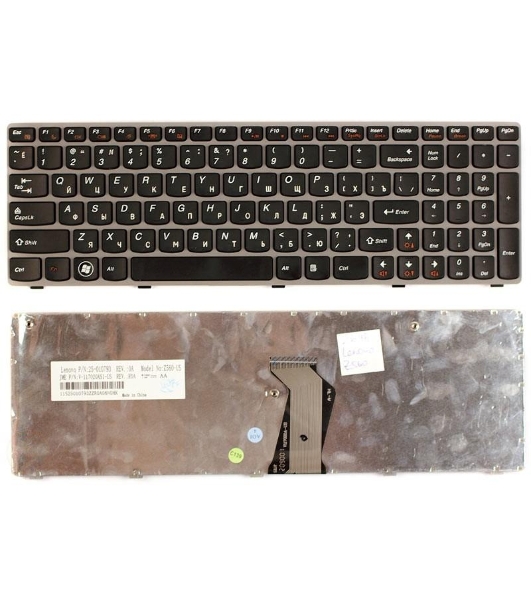 Клавиатура для ноутбука Lenovo IdeaPad Z560 Z565 G570 G770 черная с серой рамкой
