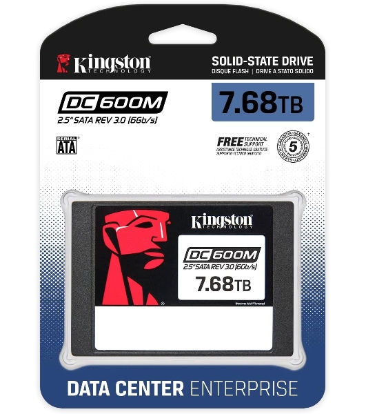 Накопитель SSD Kingston DC600M, 7680 Gb, SATA III, R/W 560/530 МБ/с