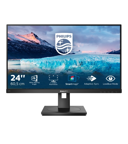 Монитор 23.8' Philips 242S1AE IPS 1920x1080, 75 Гц, 4 мс, 16:9, 300 кд/м2, 1xHDMI, 1xDP, 1xDVI, 1xVGA, 1x3.5 мм, черный