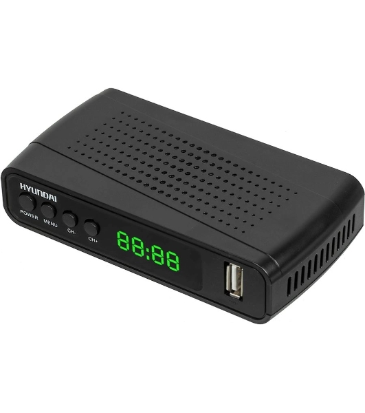Приставка для цифрового ТВ Hyundai H-DVB520 черный + WiFi-адаптер, DVB-T2, DVB-T, DVB-C, HDMI, USB 2.0 х2