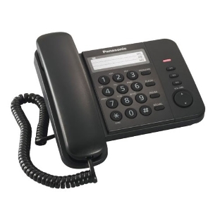 Телефон проводной Panasonic KX-TS2352RUB черный индикатор вызова,порт для доп. телеф. оборуд.,4 уровня громкости звонка