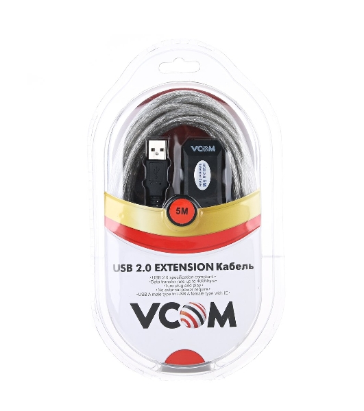 Кабель VCOM VUS7049-5M USB2.0-repeater, удлинительный активный Am-->Af 5м