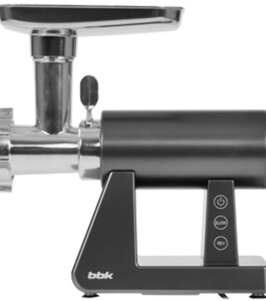 Мясорубка электрическая BBK MG3002 серый, 2500 Вт, 2.5 кг/мин, реверс, защита от перегрузки, металлический лоток, насадки - 7